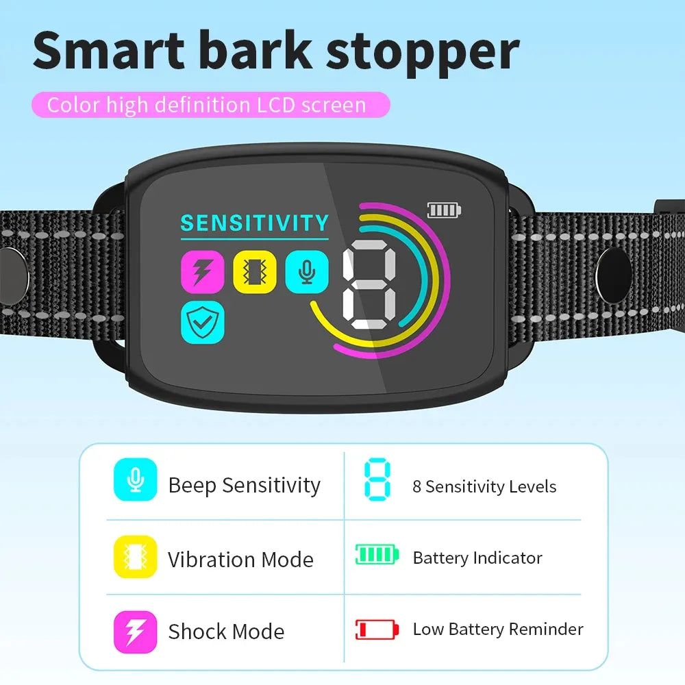 Collar Antiladridos Inteligente Perro Recargable Pantalla Hd Ip67 Sumergible