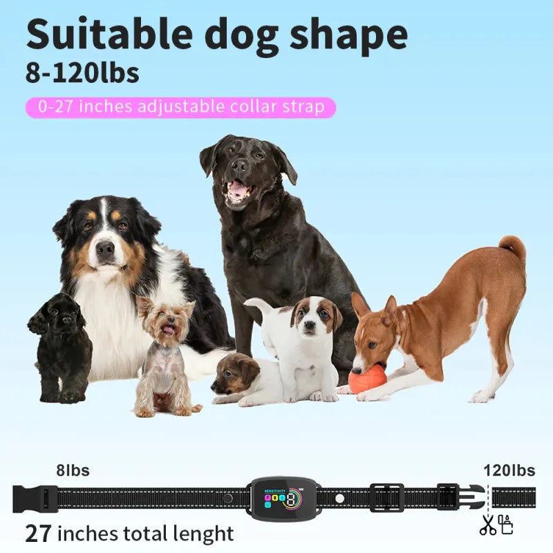 Collar Antiladridos Inteligente Perro Recargable Pantalla Hd Ip67 Sumergible