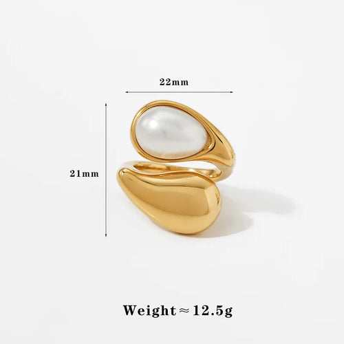 Anillo Abierto Para Mujer En Acero Inoxidable  Con Chapado En Oro 18K